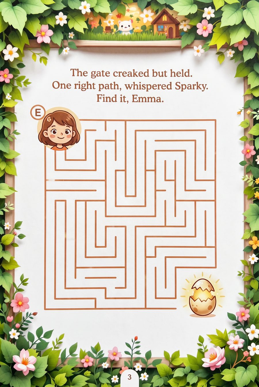 A real Quibbo maze page — one right path, always solvable
