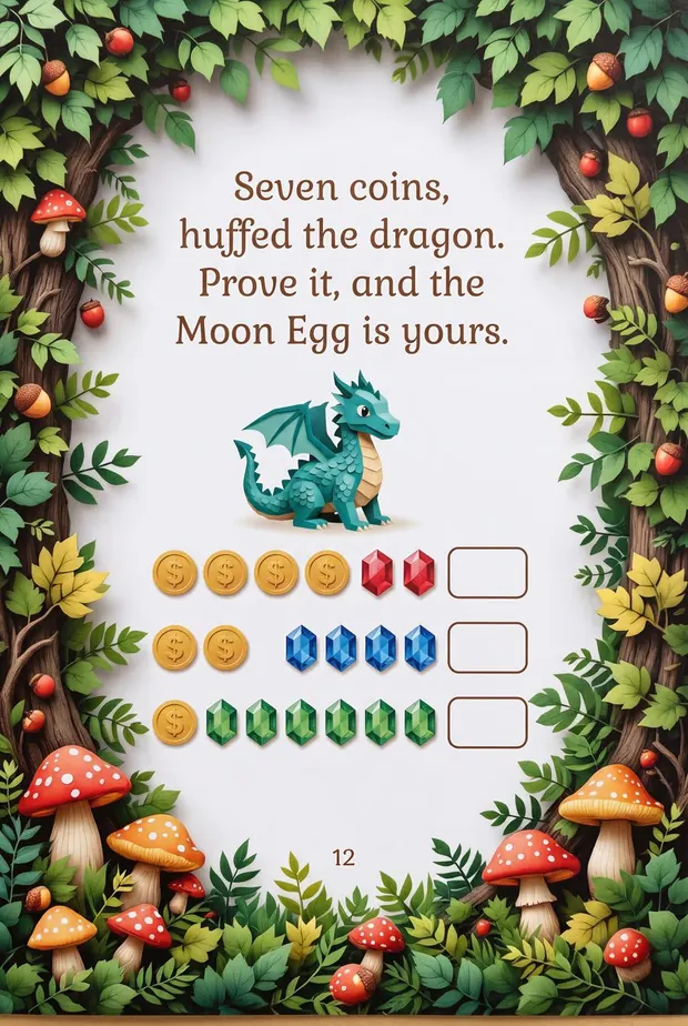 A real Quibbo page: the dragon’s counting challenge